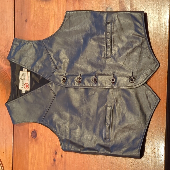 Vintage navy blue leather vest size 40 - Picture 1 of 8